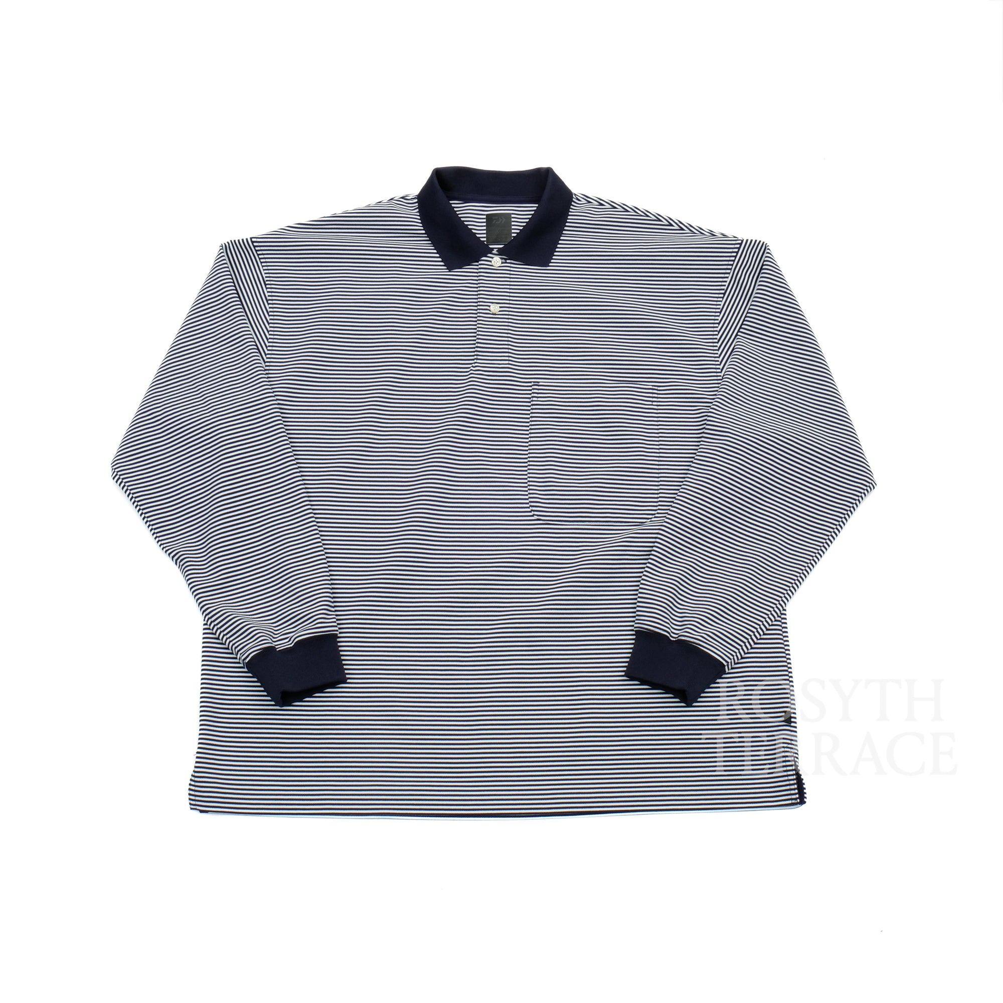 【DAIWA PIER39 / TECH POLO LS (BLUE STRIPE) / SIZE L】