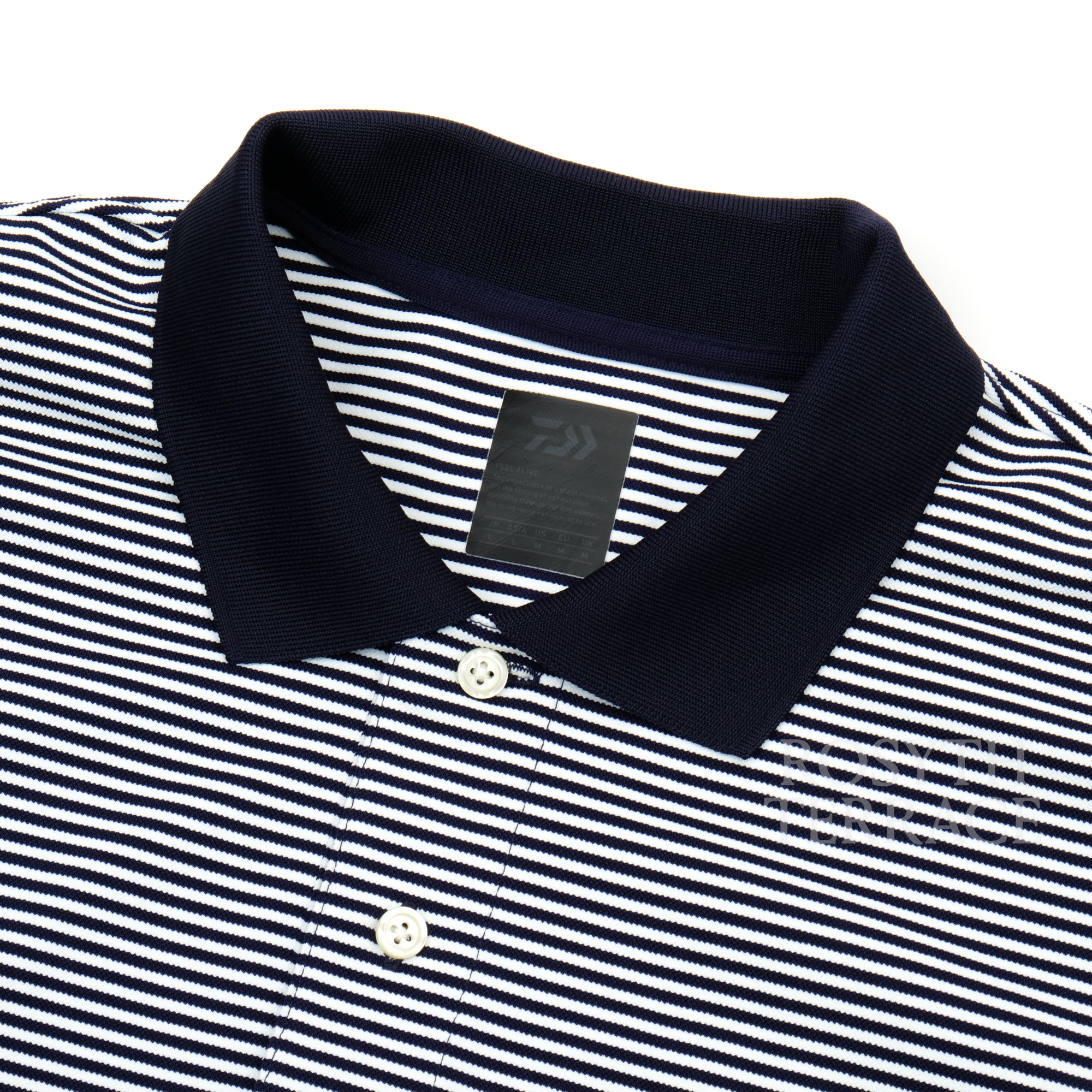 【DAIWA PIER39 / TECH POLO LS (BLUE STRIPE) / SIZE L】