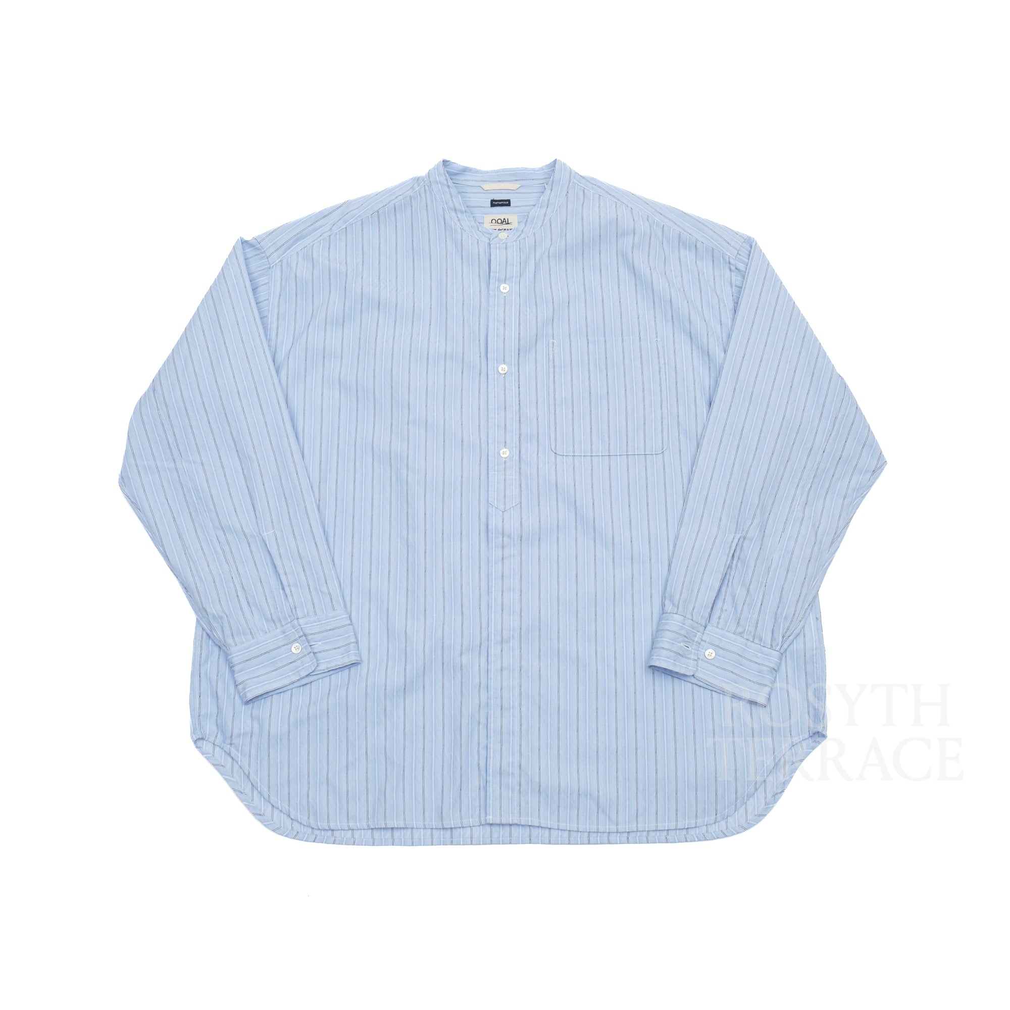 【nanamica / BAND COLLAR DOBBY STRIPE SHIRT LS / SIZE L】
