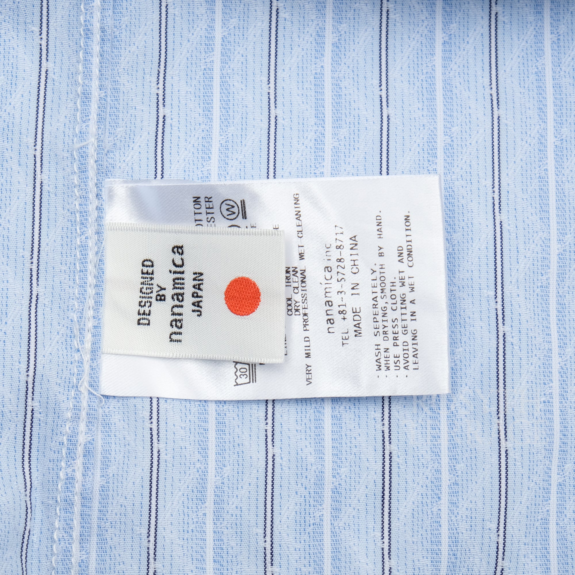 【nanamica / BAND COLLAR DOBBY STRIPE SHIRT LS / SIZE L】