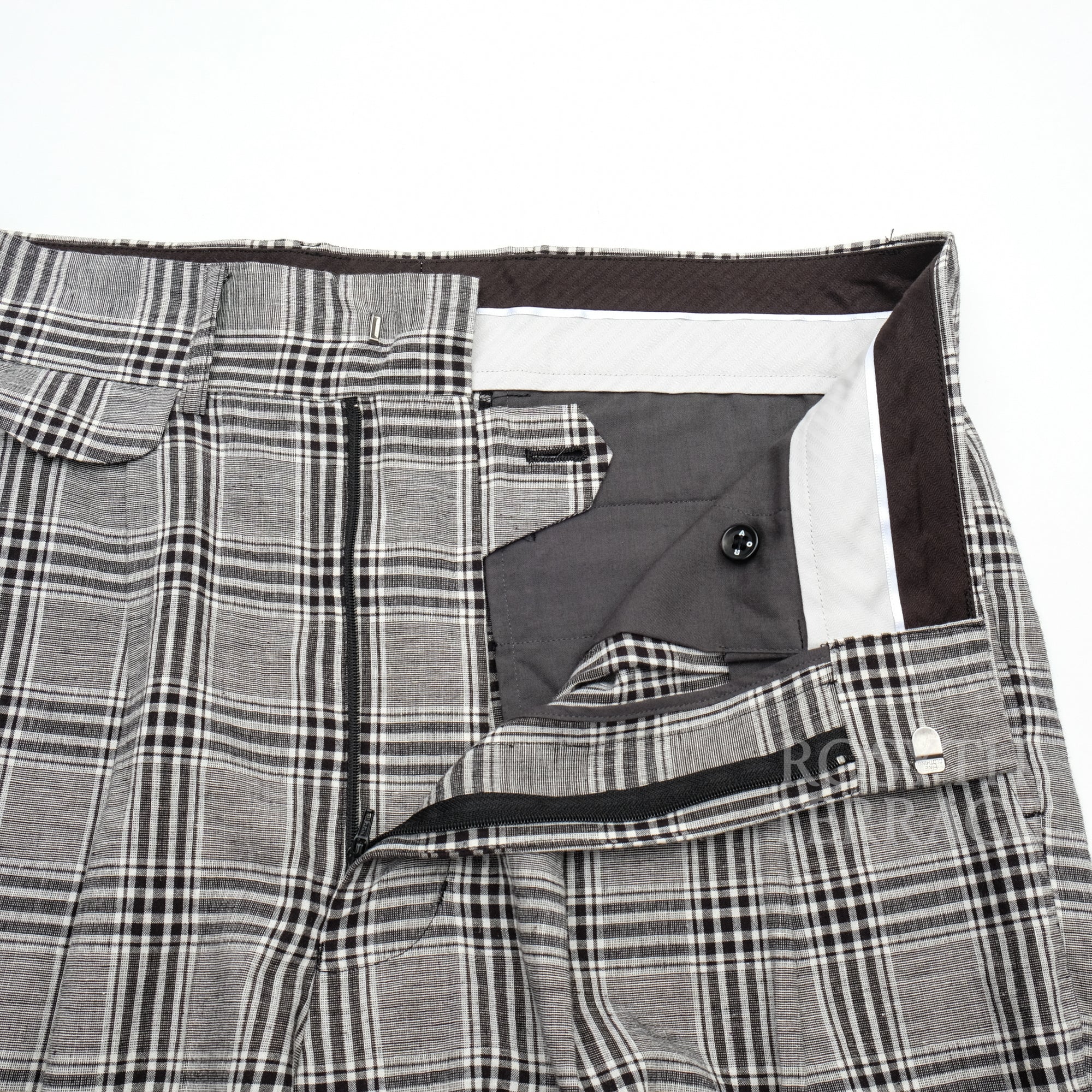 【ADULT ORIENTED ROBES / SILHOUETTE TARTANS LINEN CHECK PANTS / SIZE 4】