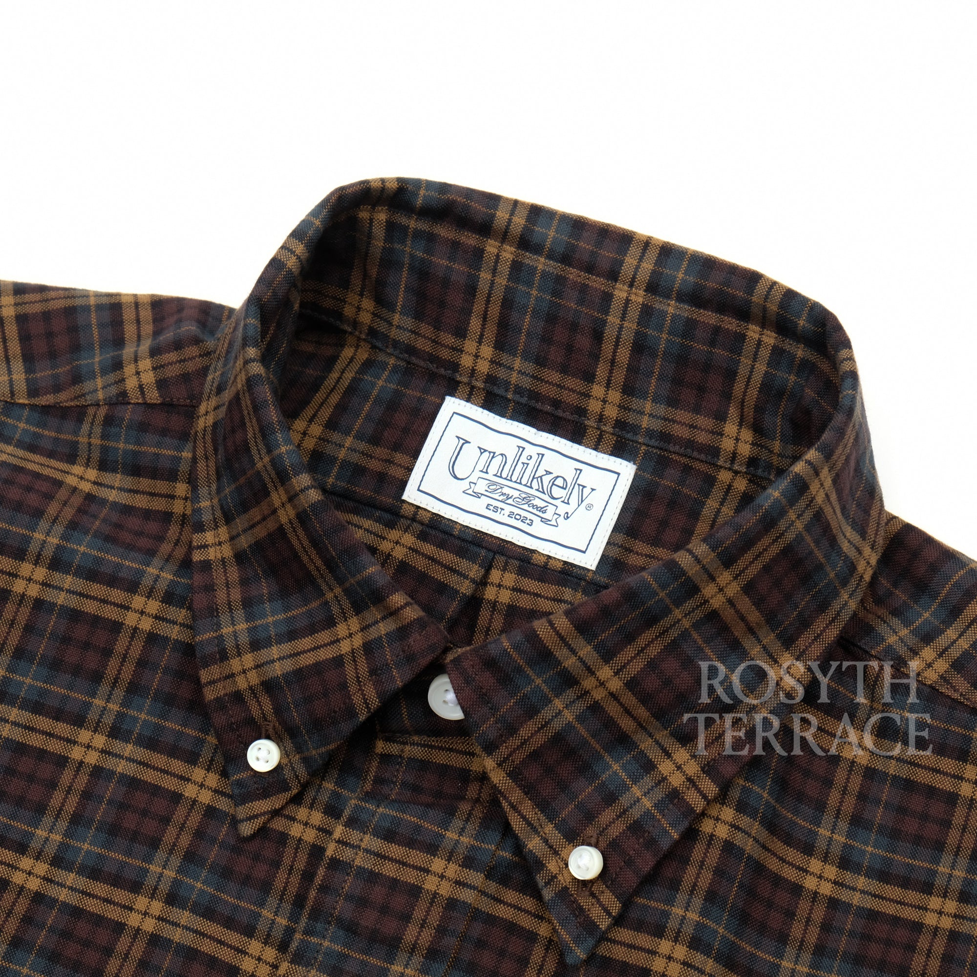 【Unlikely / BUTTON DOWN SHIRTS OXFORD (BROWN PLAIDS) / SIZE M】
