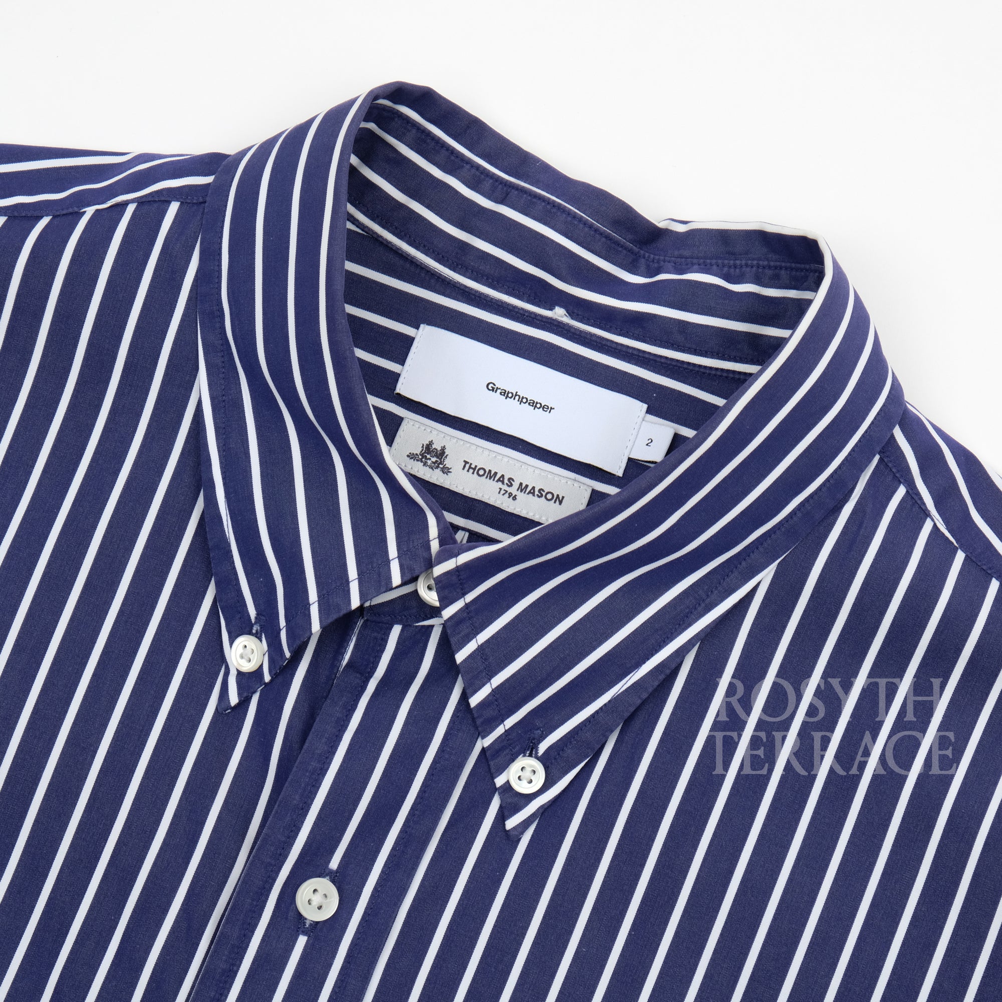 【Graphpaper / THOMAS MASON LS BD SHIRT NAVY STRIPE / SIZE 2】