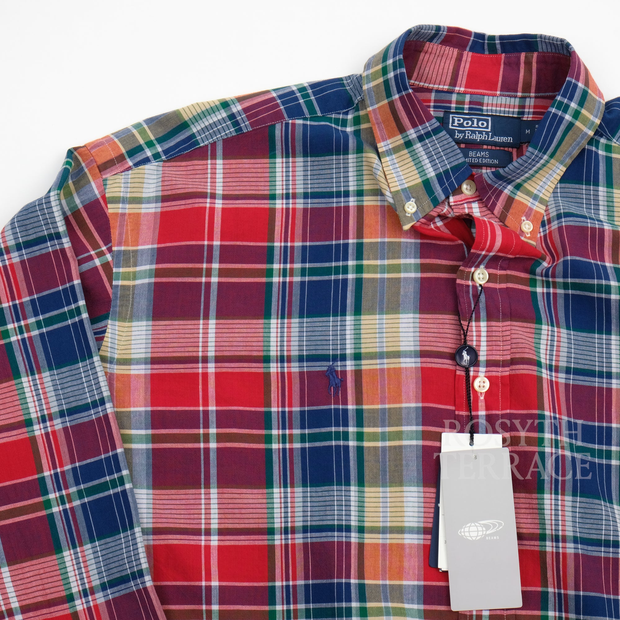 【POLO by Ralph Lauren for BEAMS / CUSTOM LONG SLEEVE SHIRT (MADRAS RED) / SIZE M】