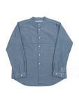 【FUTURE PRIMITIVE / BAND COLLAR CHAMBRAY RAW EDGE SHIRT / SIZE L】
