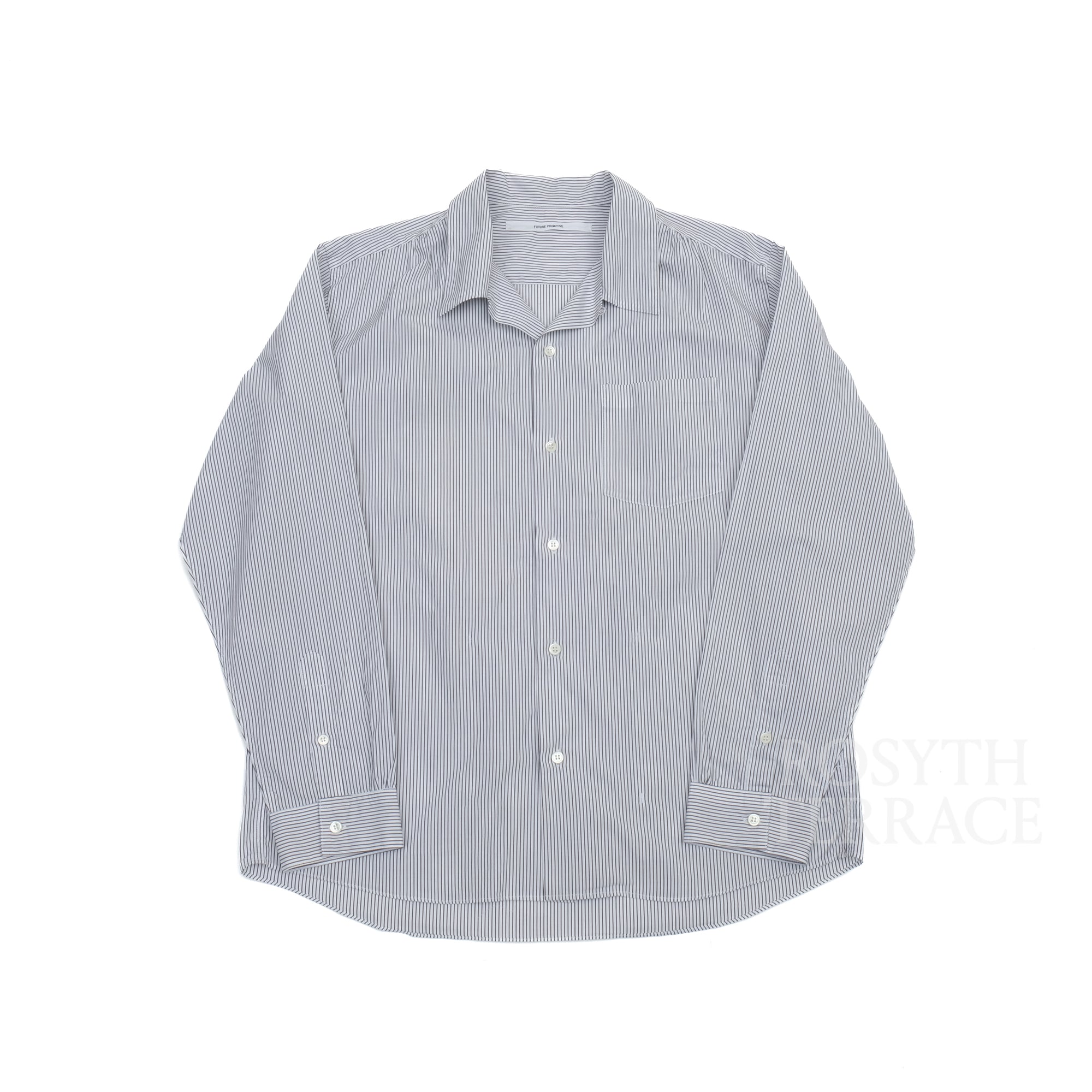 【FUTURE PRIMITIVE / REVERE COLLAR SHIRT (GREY STRIPE) / SIZE L】