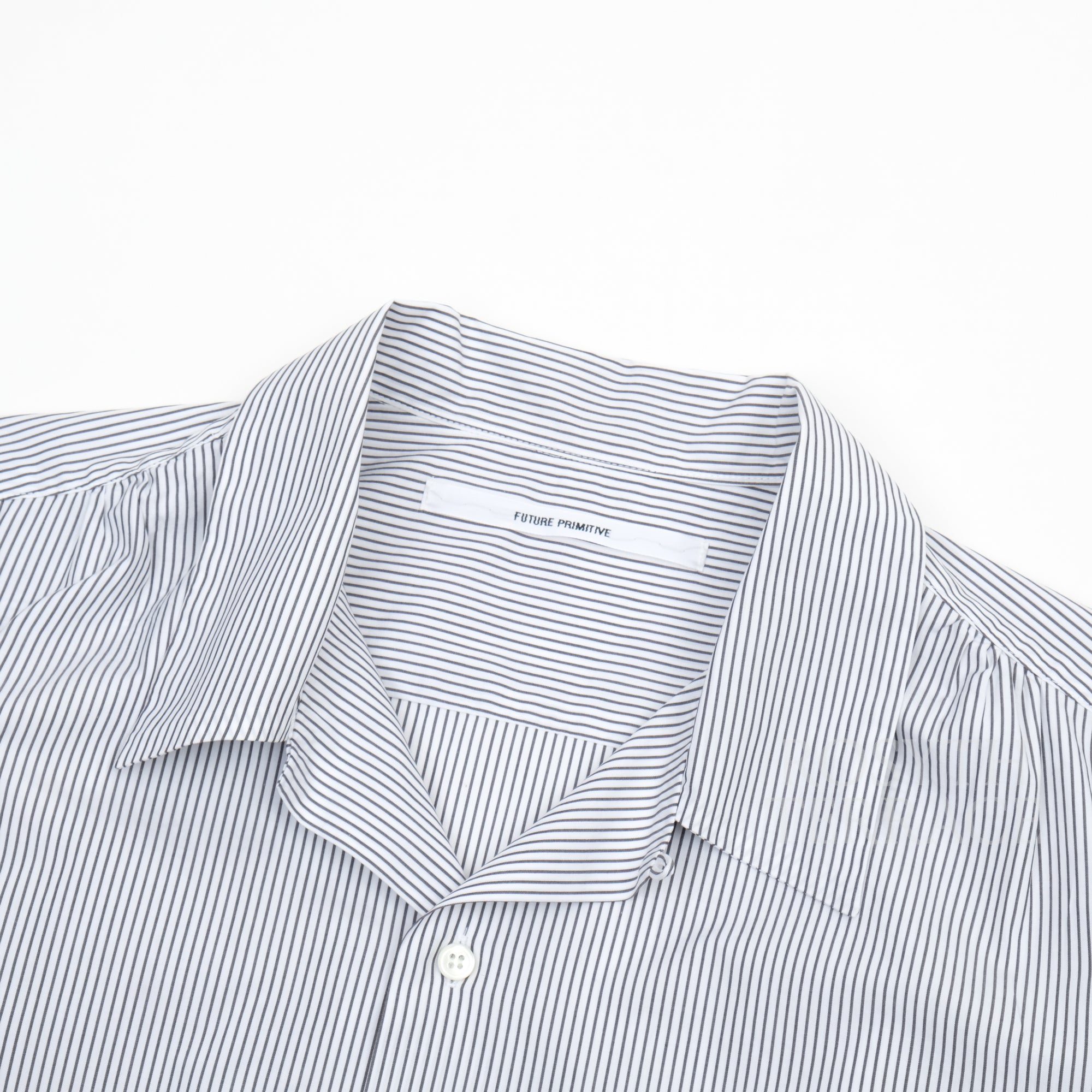 【FUTURE PRIMITIVE / REVERE COLLAR SHIRT (GREY STRIPE) / SIZE L】