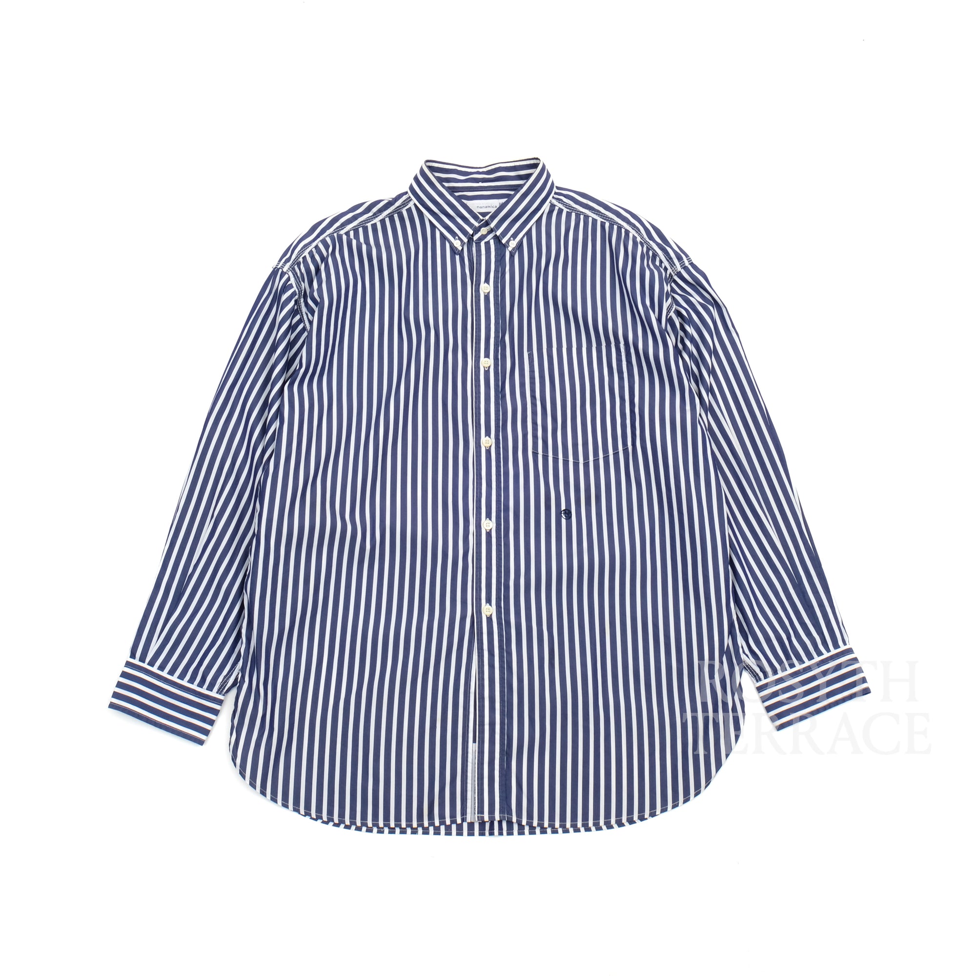 【nanamica / BIG BUTTON DOWN WIND STRIPE SHIRT / SIZE M】