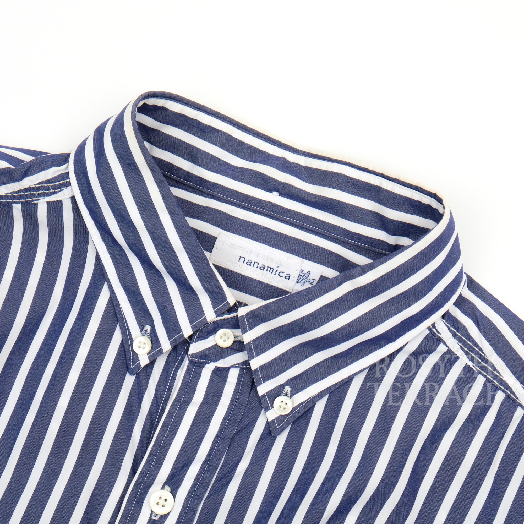 【nanamica / BIG BUTTON DOWN WIND STRIPE SHIRT / SIZE M】