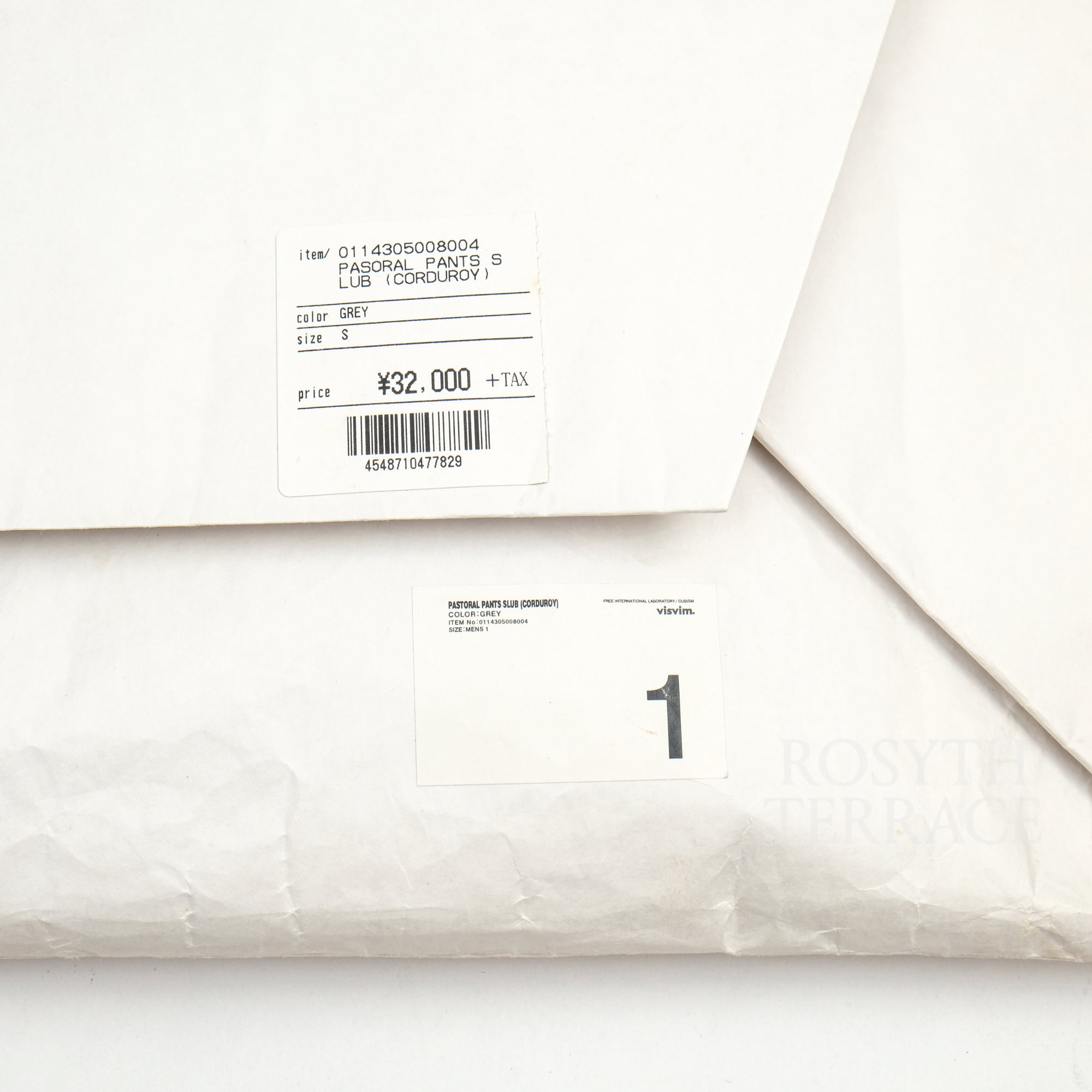 【visvim / PASTORAL PANTS SLUB (CORDUROY) GREY / SIZE 1】