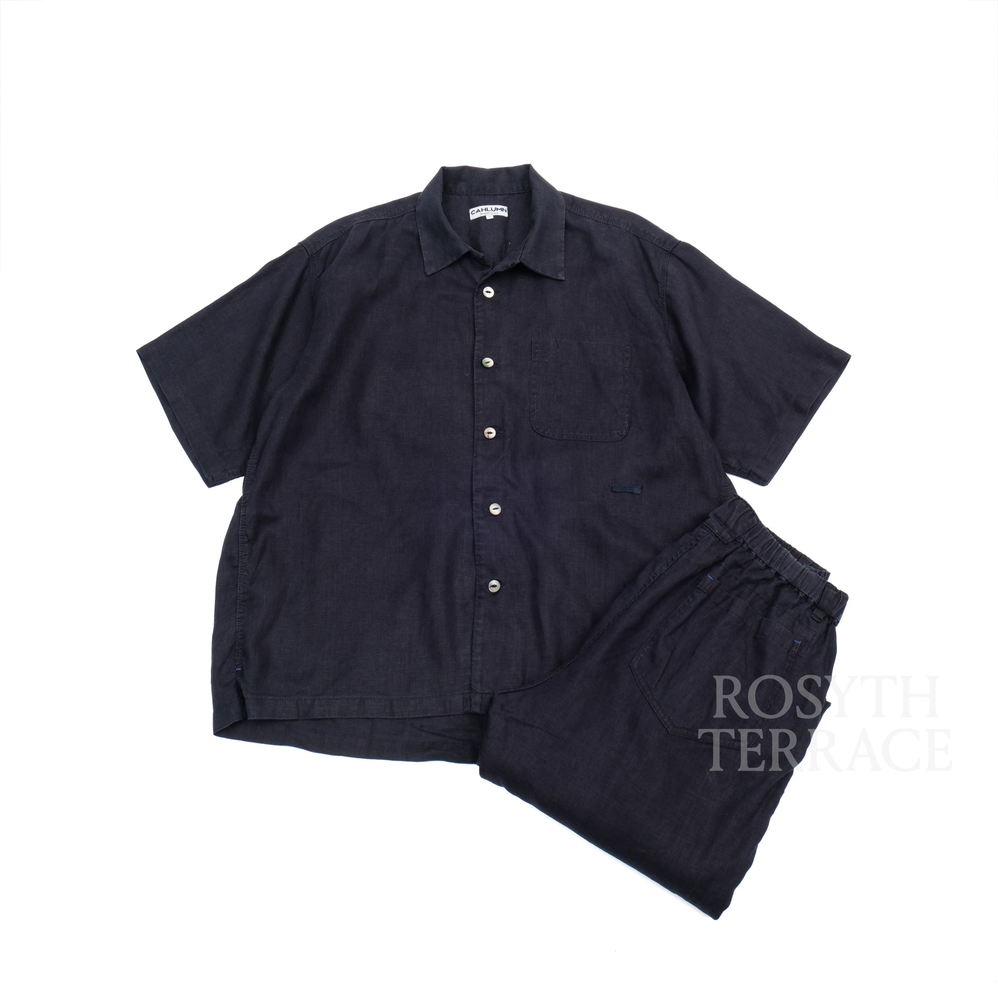 【CAHLUMN / LINEN OPEN COLLAR SHIRT & GYM PANTS / SIZE L】