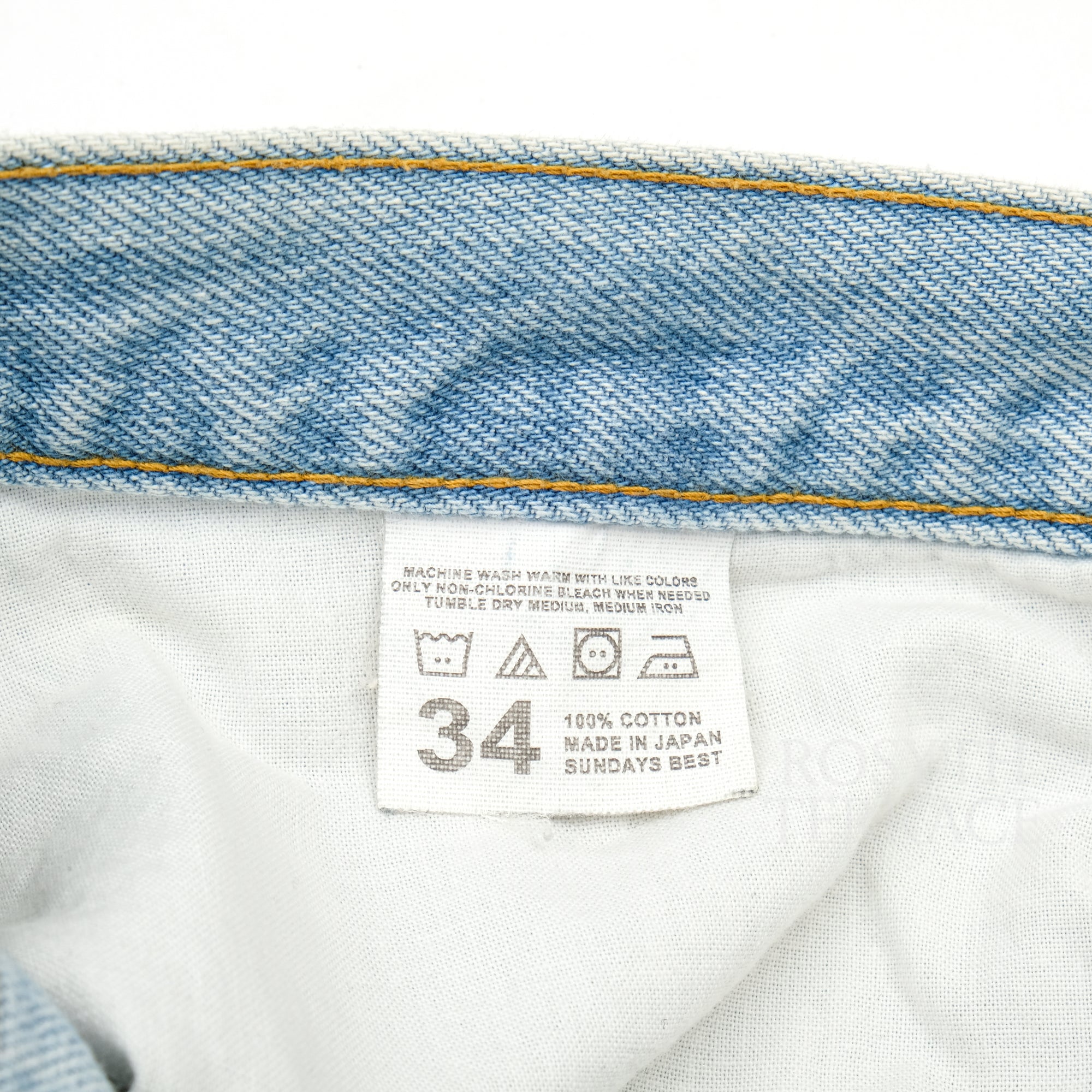 【SUNDAY'S BEST / REGULAR FIT DENIM (ICE BLUE) / SIZE 34】