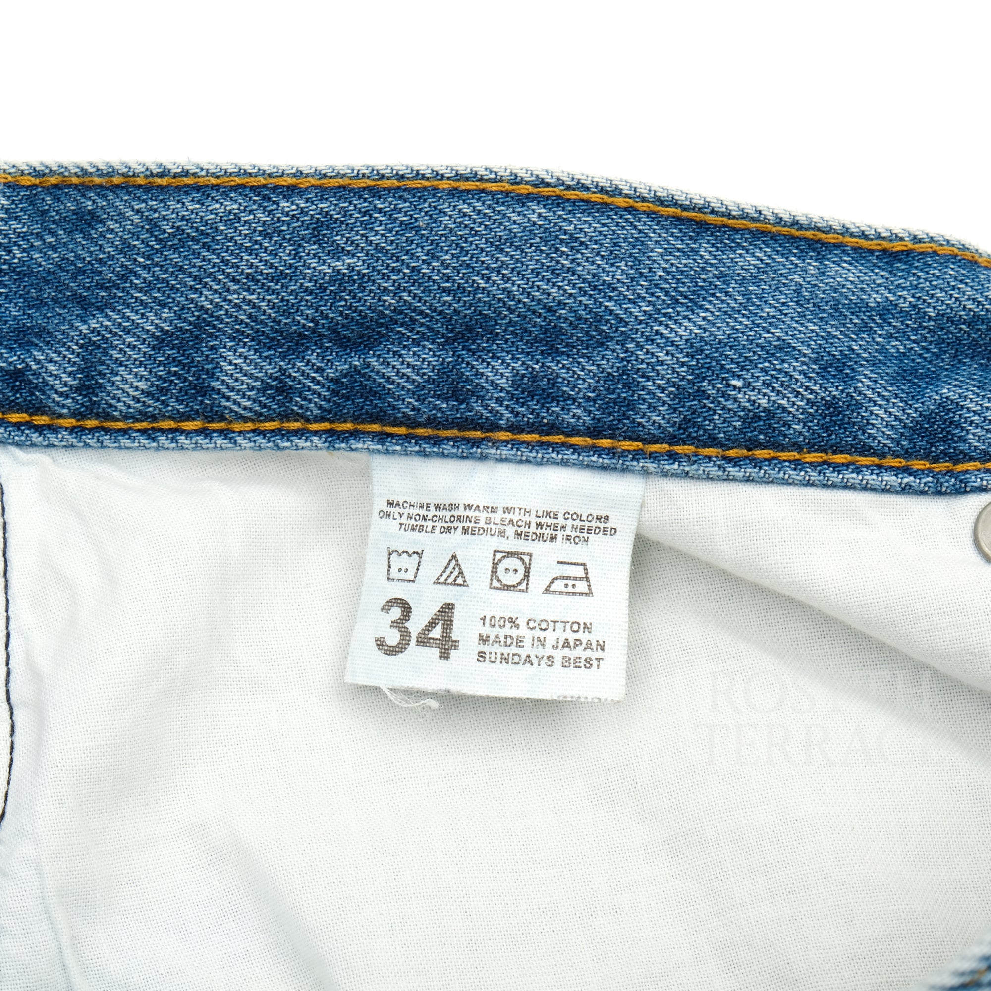 【SUNDAY'S BEST / REGULAR FIT DENIM (STONE WASH) / SIZE 34】