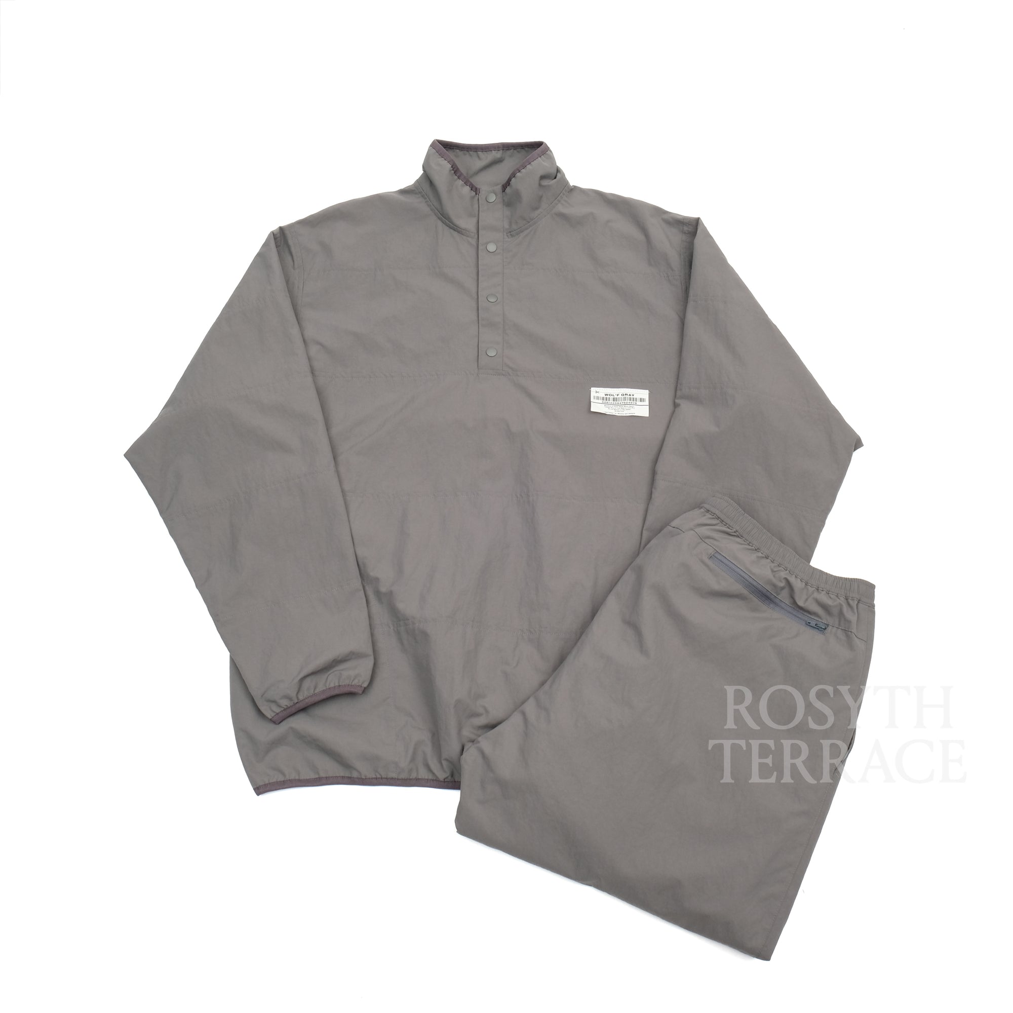 【WHIMSY x ALWAYTH / W OL 'F GRAY PANELED SNAP PLCKT ANORAK & TRACK PANTS / SIZE 2】
