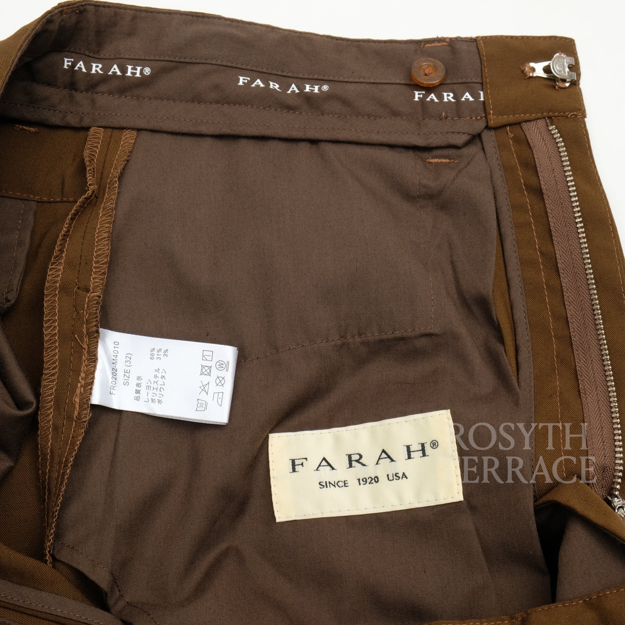 【FARAH JAPAN / TWO-TUCK WIDE TAPERED PANTS (BROWN) / SIZE 32】