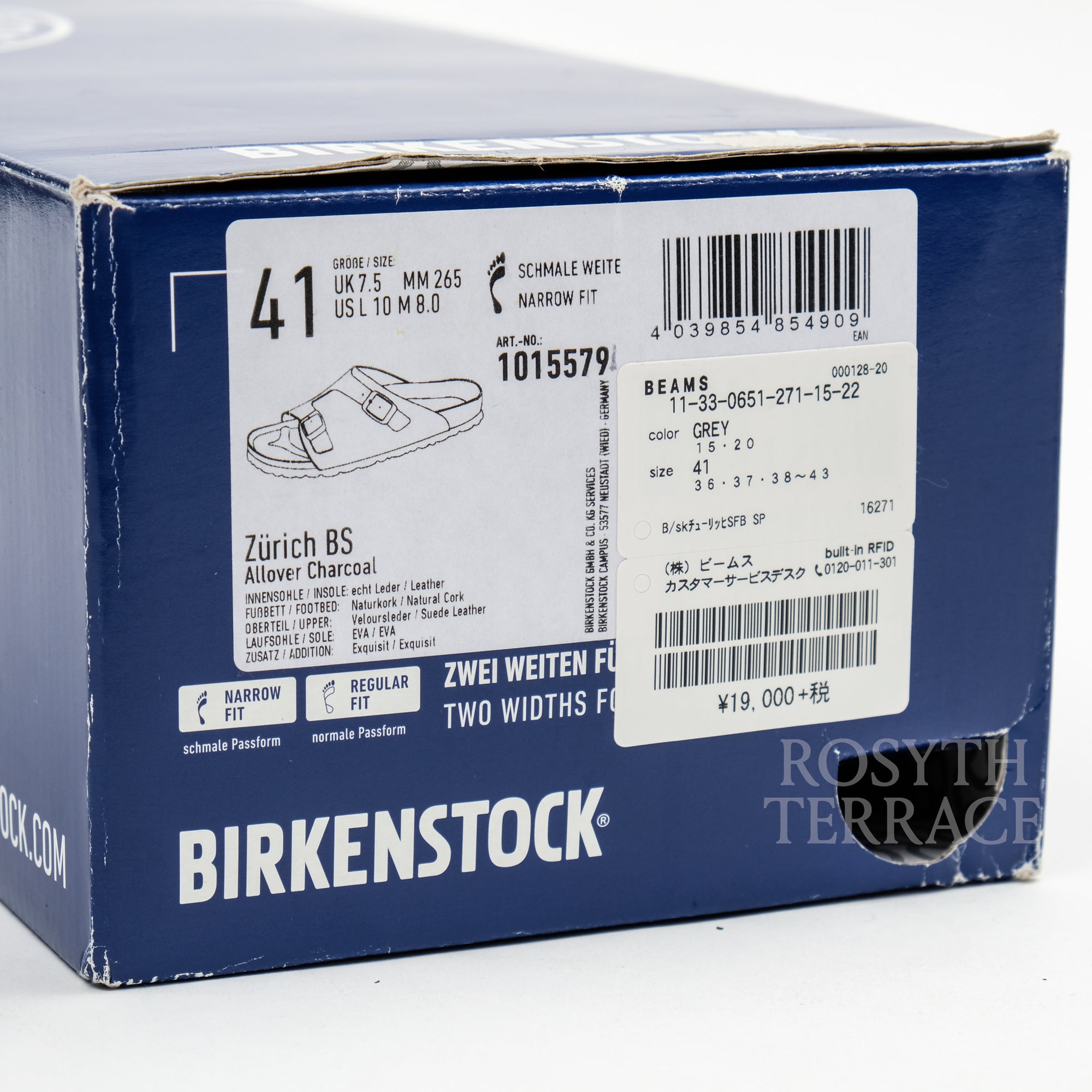 【BEAMS x BIRKENSTOCK / ZURICH (ALLOVER CHARCOAL) / SIZE 41】