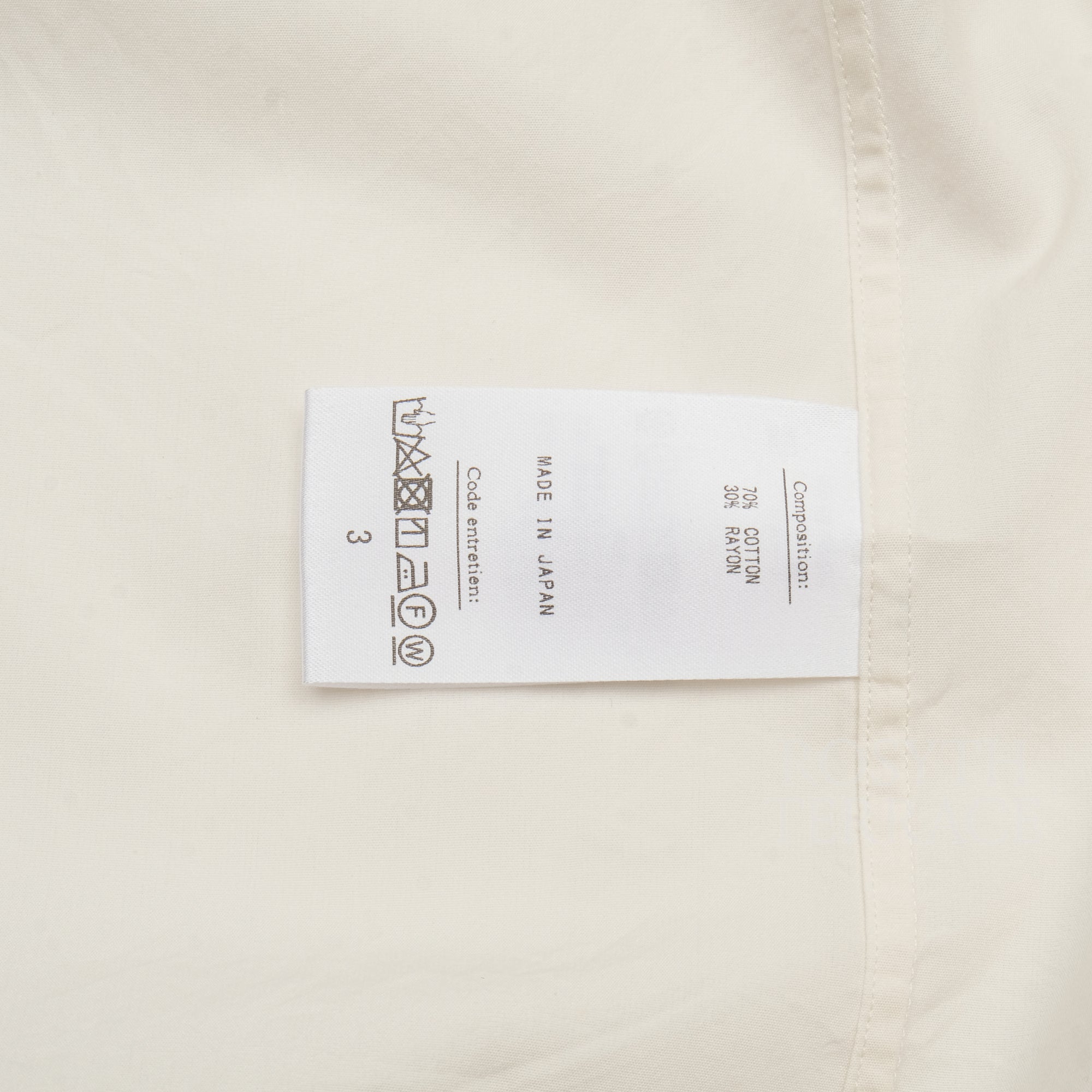 【A.PRESSE / REGULAR COLLAR SHIRT (ECRU) / SIZE 3】