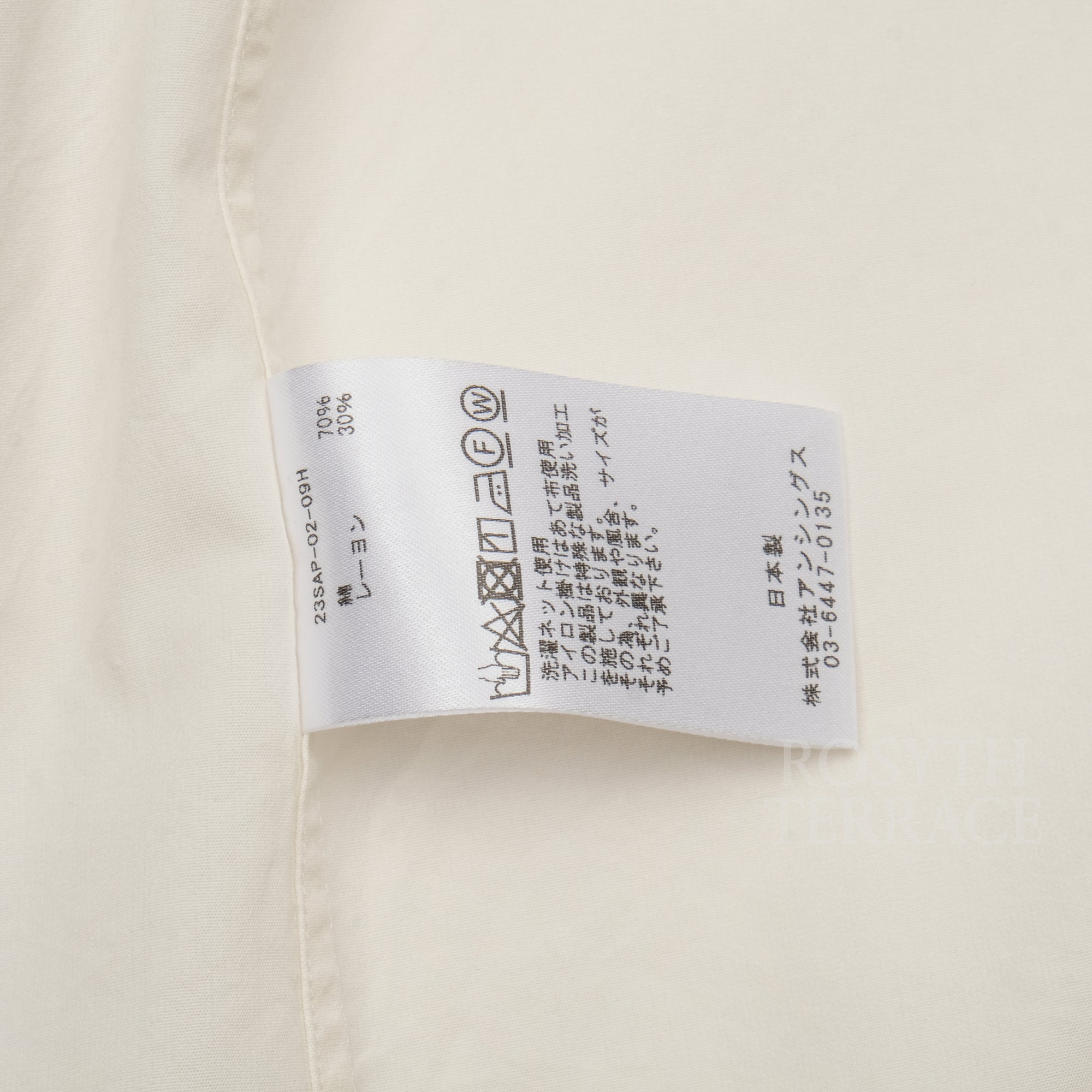 【A.PRESSE / REGULAR COLLAR SHIRT (ECRU) / SIZE 3】