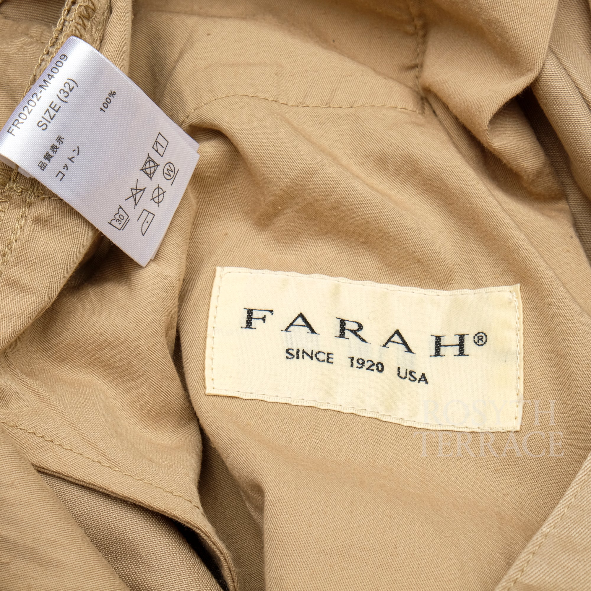 【FARAH JAPAN / TWO-TUCK WIDE PANTS (BEIGE CHINO TWILL) / SIZE 32】