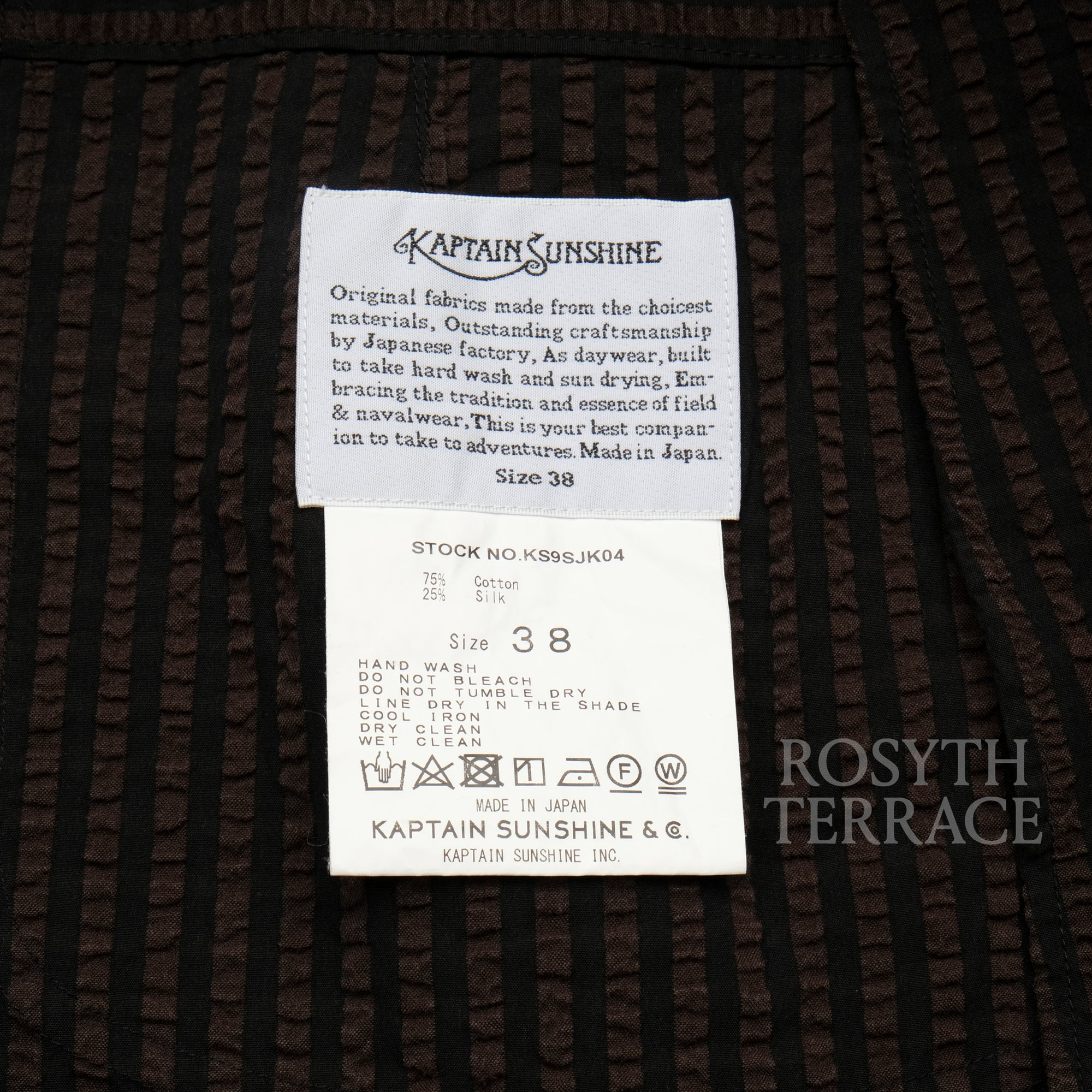 【KAPTAIN SUNSHINE / SEERSUCKER FIELDWRAP DOUBLE-BREASTED JACKET / SIZE 38】