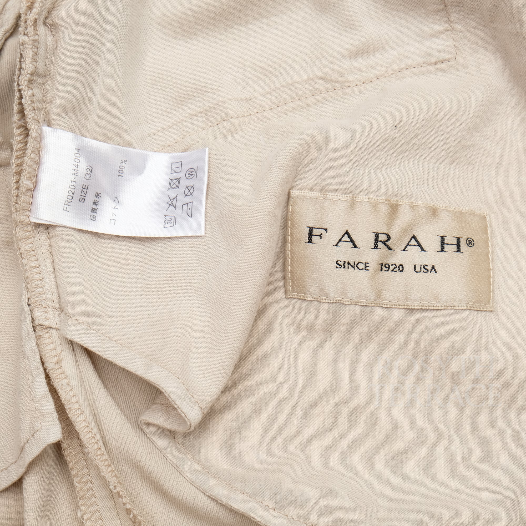 【FARAH JAPAN / TWO-TUCK WIDE TAPERED PANTS (SAND-BIEGE) / SIZE 32】