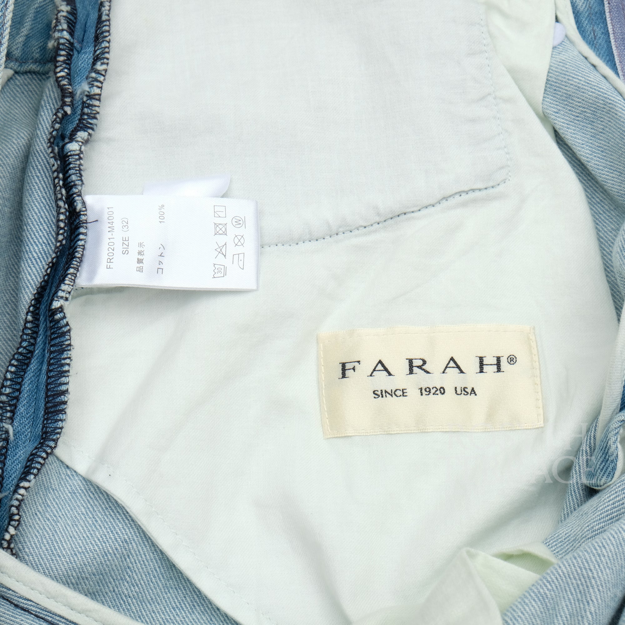 【FARAH JAPAN / TWO-TUCK WIDE TAPERED PANTS (BLEACHED) / SIZE 32】