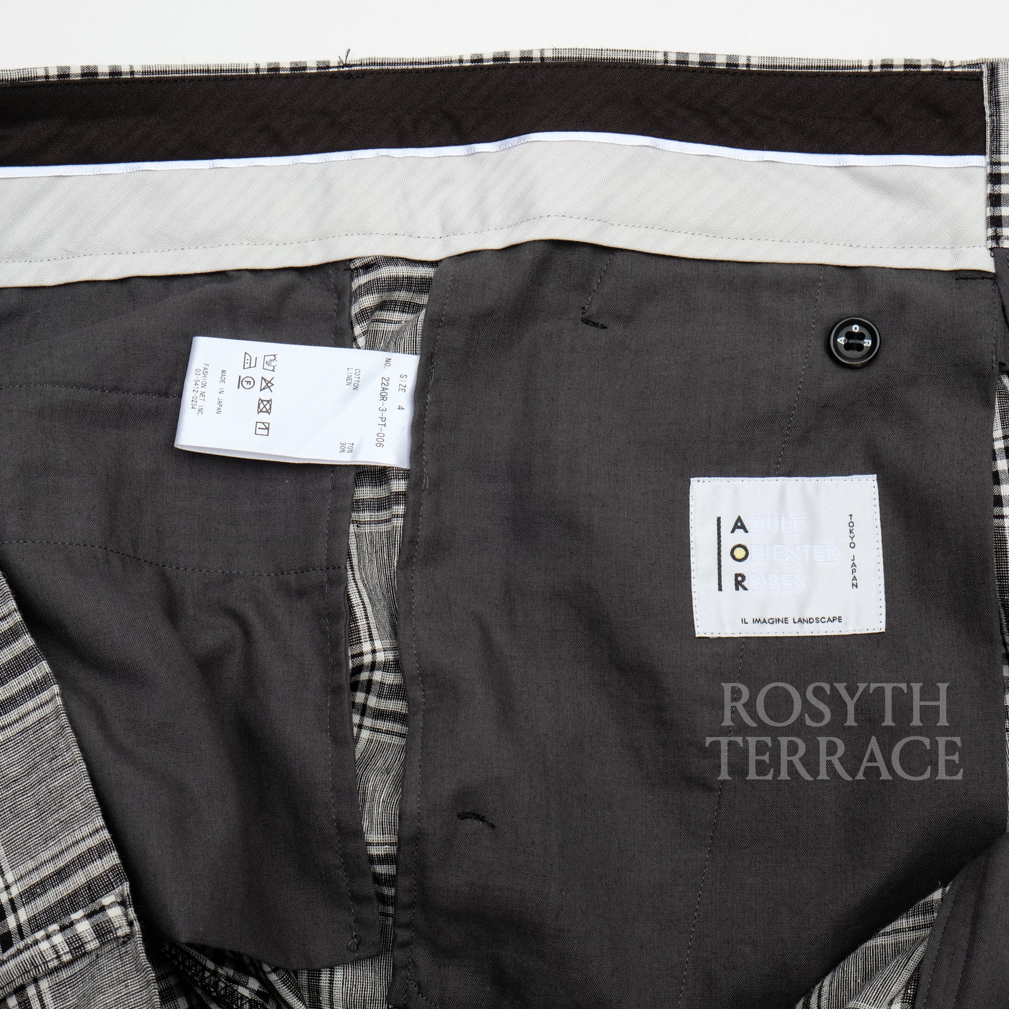 【ADULT ORIENTAL ROBES / SILHOUETTE TARTANS LINEN CHECK PANTS / SIZE 4】