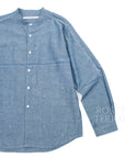 【FUTURE PRIMITIVE / BAND COLLAR CHAMBRAY RAW EDGE SHIRT / SIZE L】