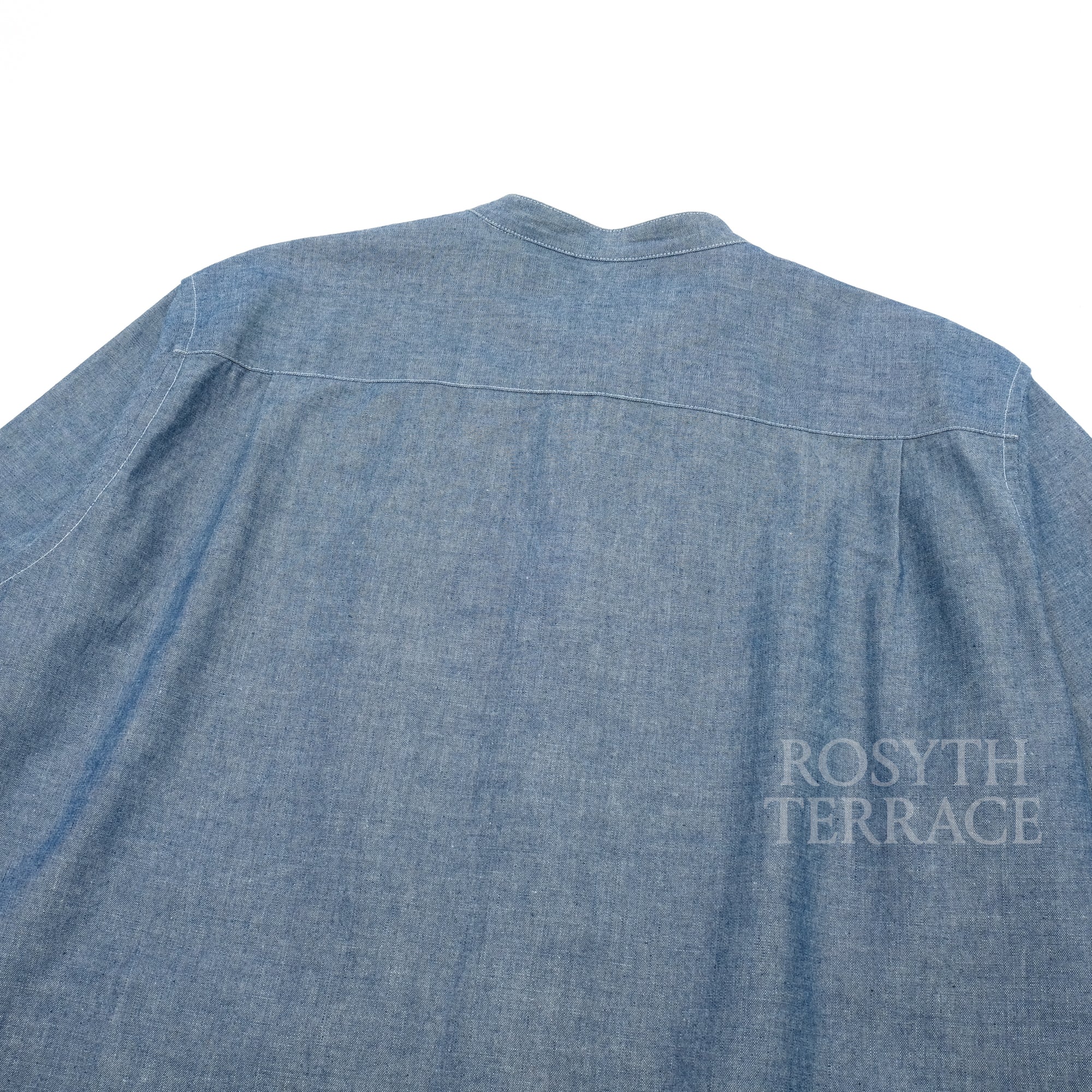 【FUTURE PRIMITIVE / BAND COLLAR CHAMBRAY RAW EDGE SHIRT / SIZE L】
