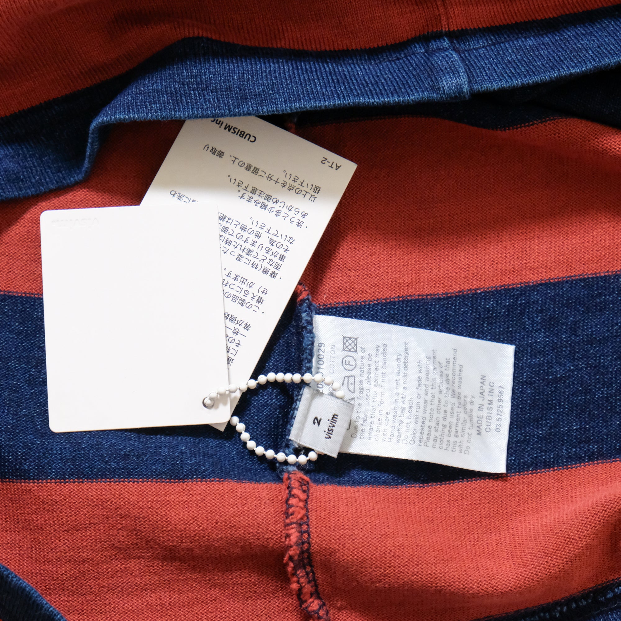 【visvim / BIG BORDER TEE LS RED / SIZE 2】